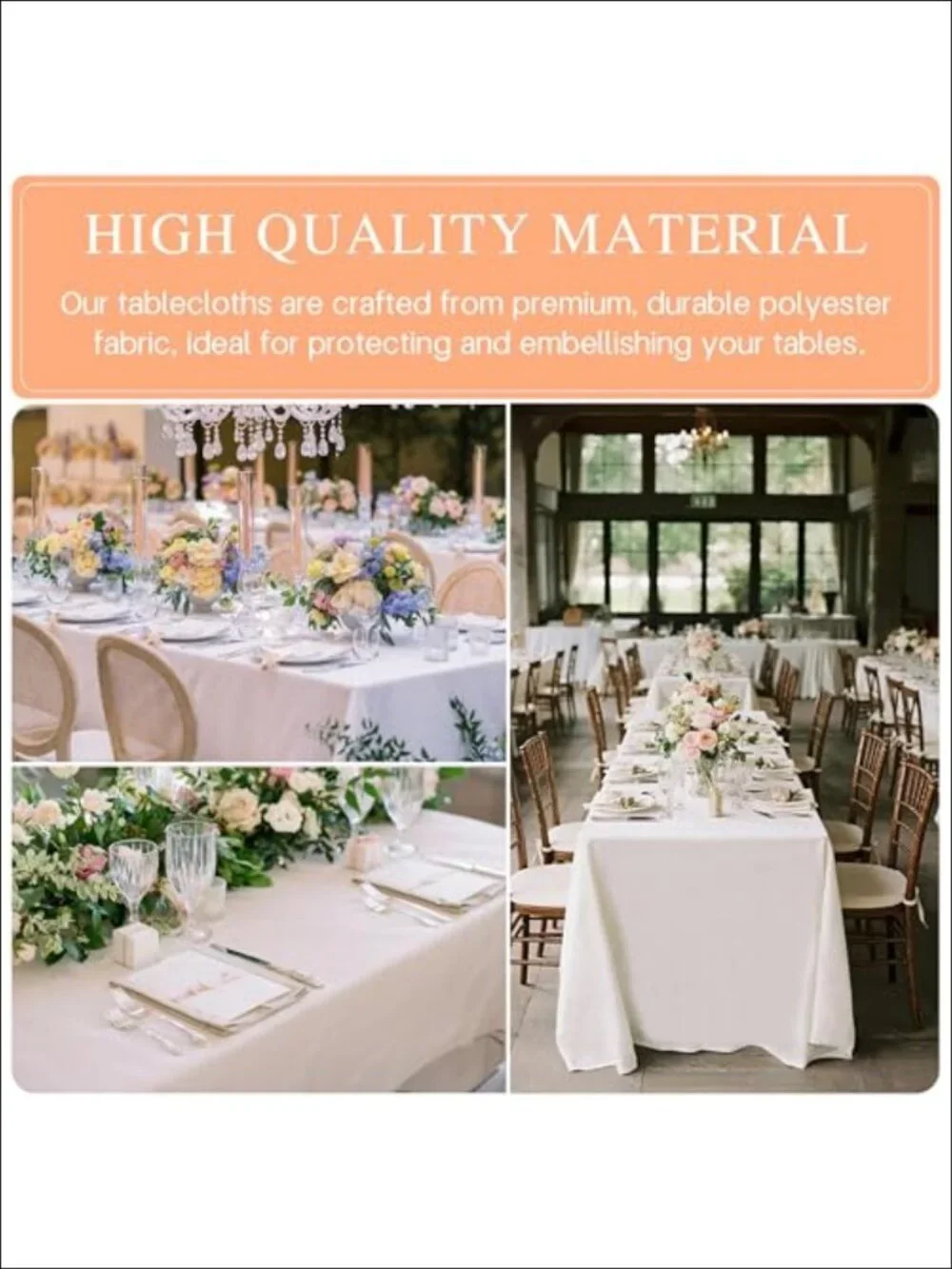 8 Pack Tablecloth 60x102 Inch Rectangle Polyester Wrinkle Stain Resistant